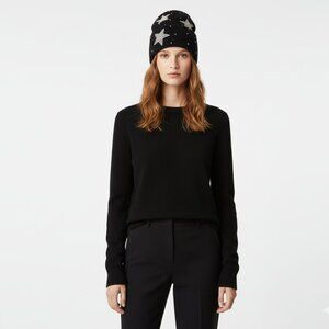 Black Rhinestone Star Beanie • Sparkly Winter Hat • Cold Weather Knit Cap